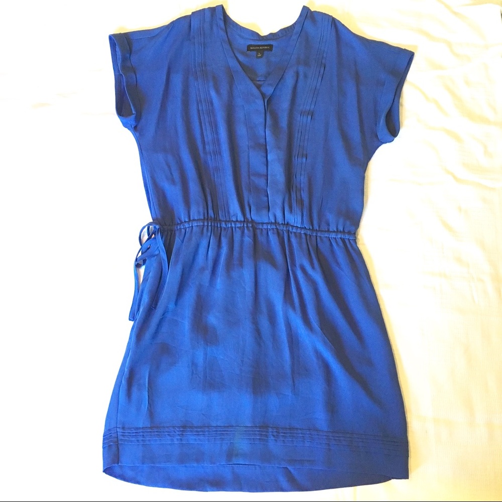 Banana Republic Cinched Waist Blue Dress Size L